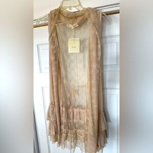 Ballet Beige Lace Vest/Cover-Up